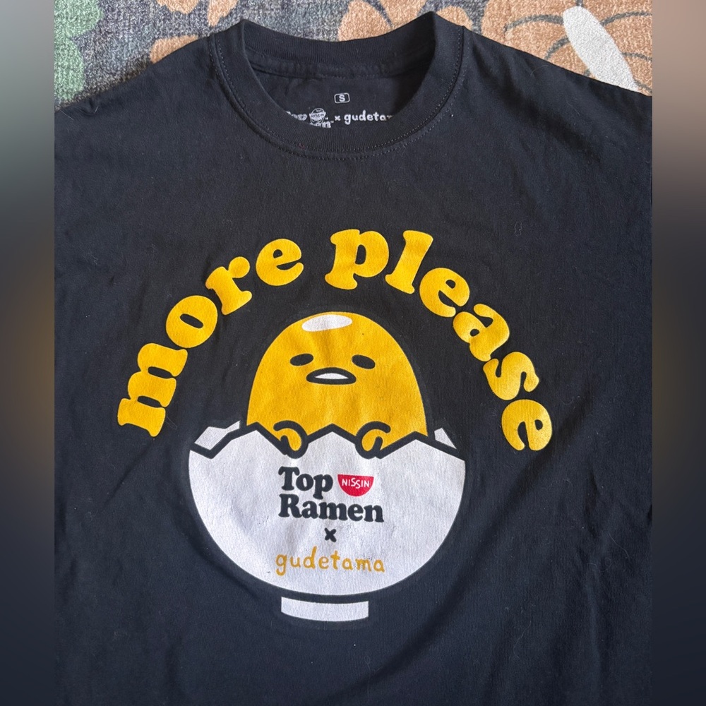 Ripple Junction Black Gudetama x Top Ramen More Please T-Shirt - Picture 2 of 2